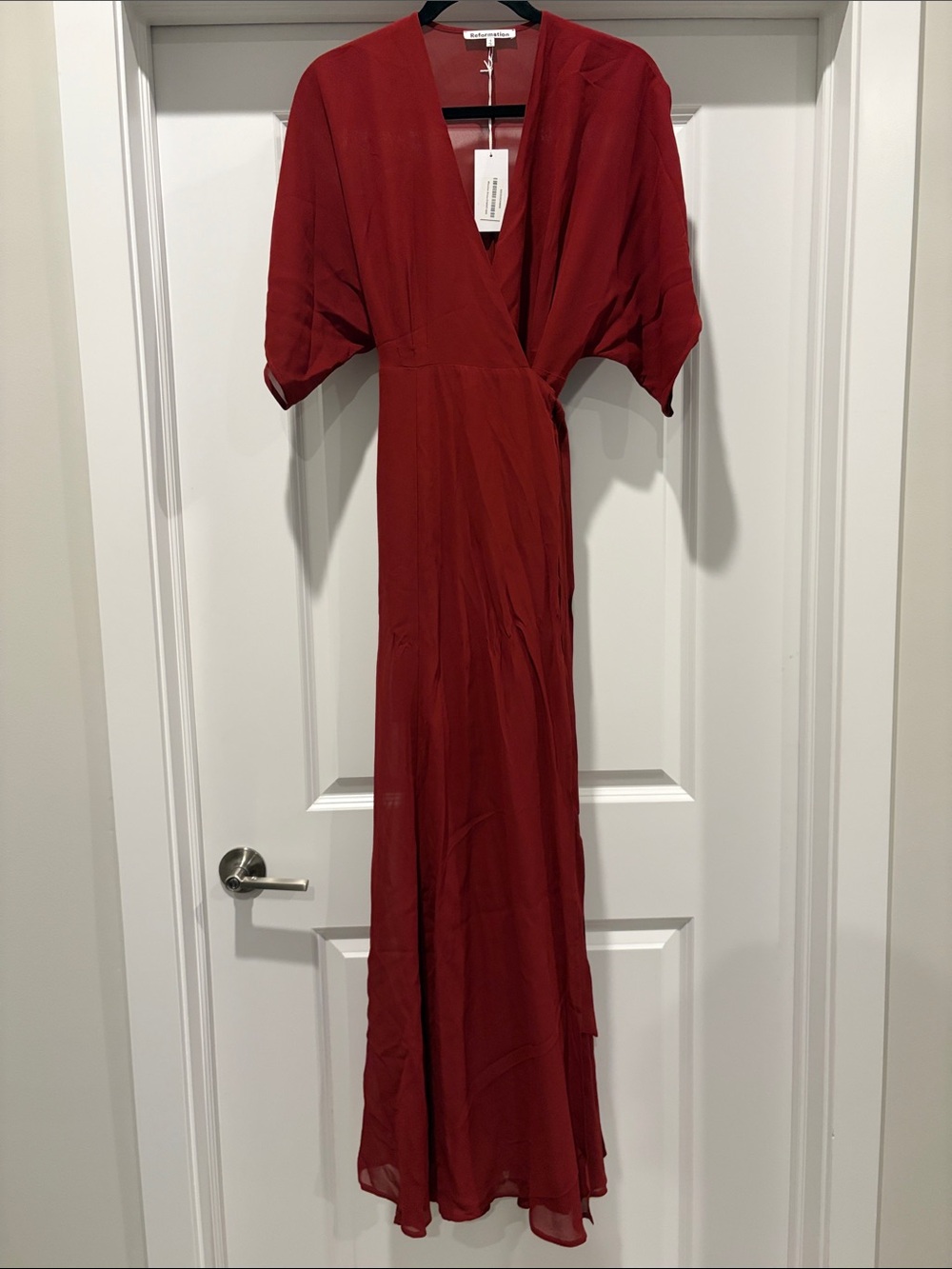 Reformation Crimson Wrap Maxi Dress